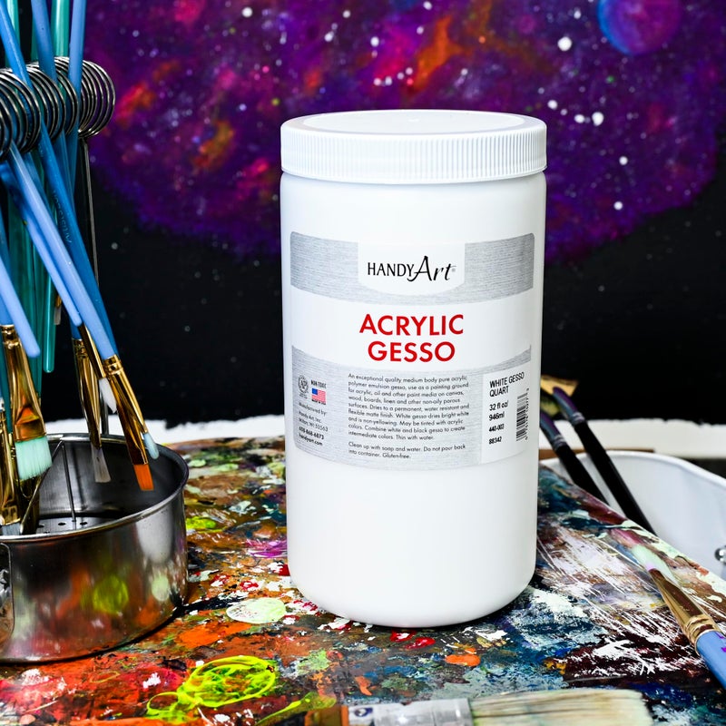 Handy Art 440-003 Medium Student Acrylic Paint, 32 oz., Gesso White - Image 4